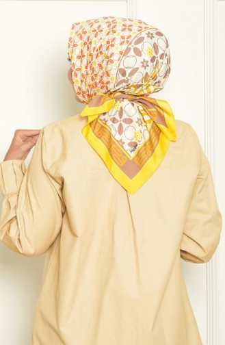 Lilac Bursa Silk Patterned Scarf Yellow Lilacbursa00 053 00_053