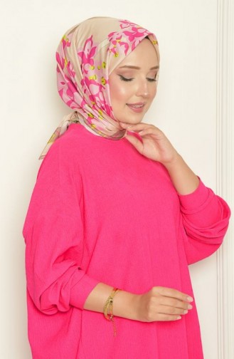 Écharpe à Motifs En Soie Lilium Bursa Beige Lılyumbursa00 005 00_005