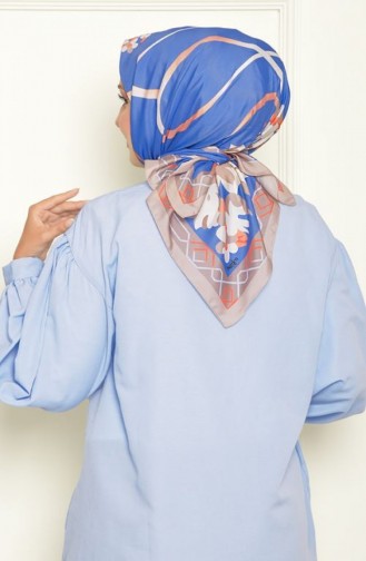 Lilyum Bursa Silk Patterned Scarf Milk Coffee Lılyumbursa00 027 00_027