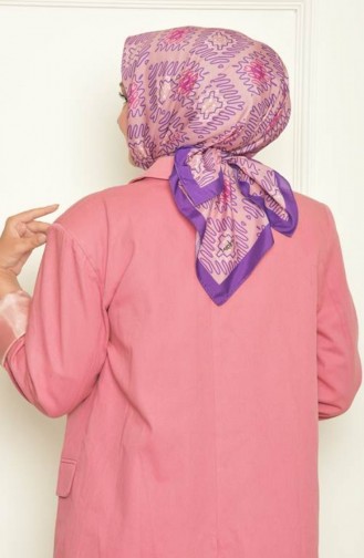 Zigzag Bursa Silk Patterned Scarf Purple Zıkzakbursa00 028 00_028