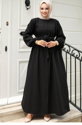 Ruffle Detailed Abaya Black 4421 515