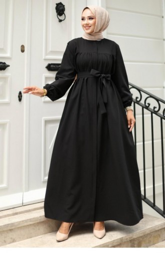 Ruffle Detailed Abaya Black 4421 515