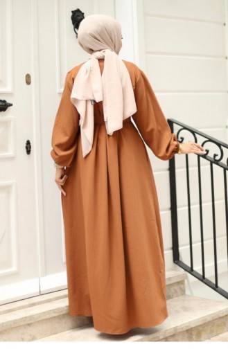Ruffle Detailed Abaya Brown 4421 516