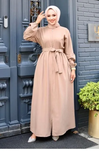 Abaya Mink Met Ballonmouwen En Gedetailleerde Ritssluiting 4420 517