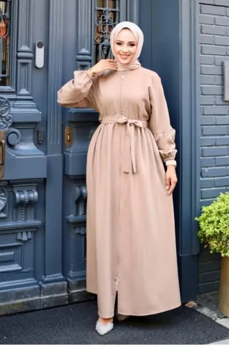 Abaya Mink Met Ballonmouwen En Gedetailleerde Ritssluiting 4420 517