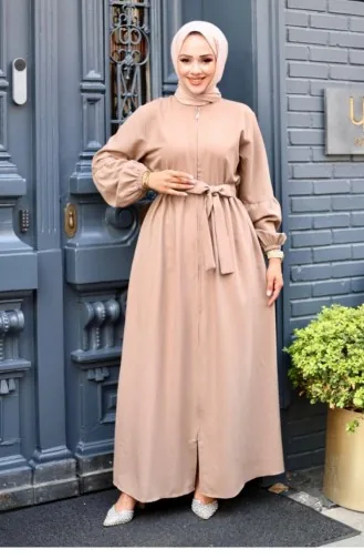Abaya Mink Met Ballonmouwen En Gedetailleerde Ritssluiting 4420 517