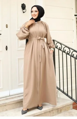 Abaya Mit Verstecktem Reißverschluss Und Gürtel Nerz 4423 521