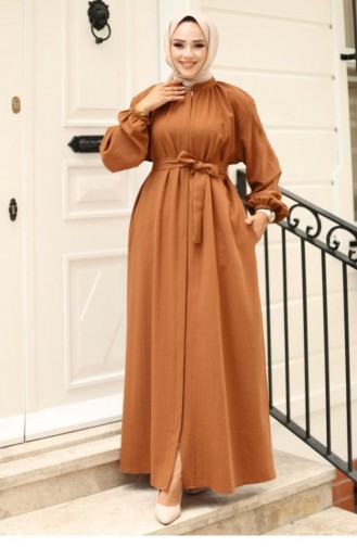 Abaya Bruin Met Verborgen Ritssluiting 4423 523