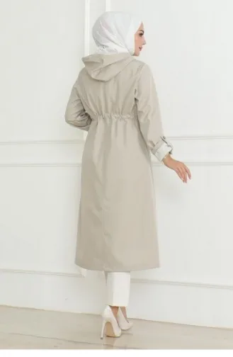 Trench Zippé à Capuche Beige 19205 15281
