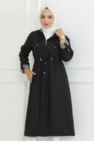 Trenchcoat Met Capuchon En Ritssluiting Zwart 19205 15283