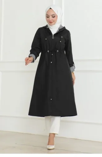 Trenchcoat Met Capuchon En Ritssluiting Zwart 19205 15283