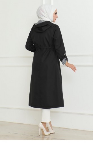 Trenchcoat Mit Kapuze Und Reißverschluss Schwarz 19205 15283
