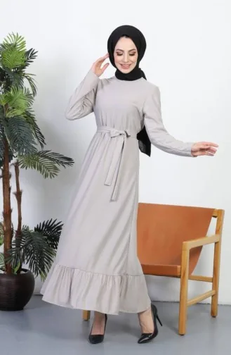 Kleid Mit Gürtel 0582-06 Beige 0582-06