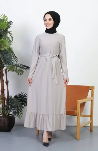 Kleid Mit Gürtel 0582-06 Beige 0582-06