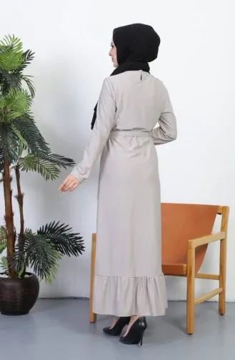 Kleid Mit Gürtel 0582-06 Beige 0582-06