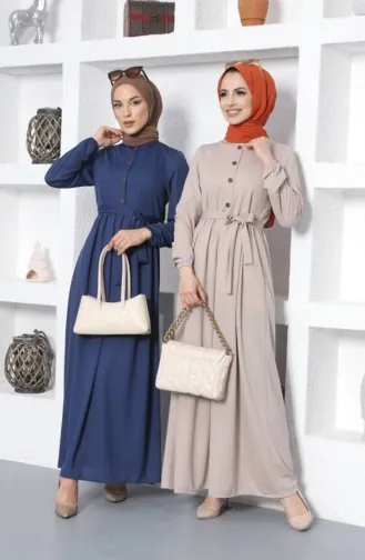 Kleid Mit Gürtel 7979-02 Nerz 7979-02