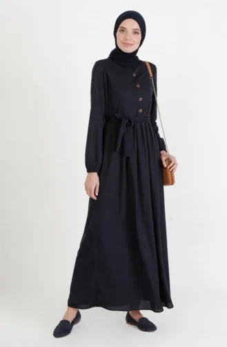 فستان بتصميم حزام للخصر 7979-11 لون كحلي 7979-11