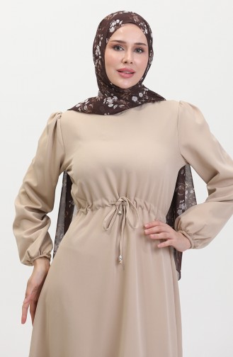 Kolu Lastikli Elbise 8005-02 Vizon