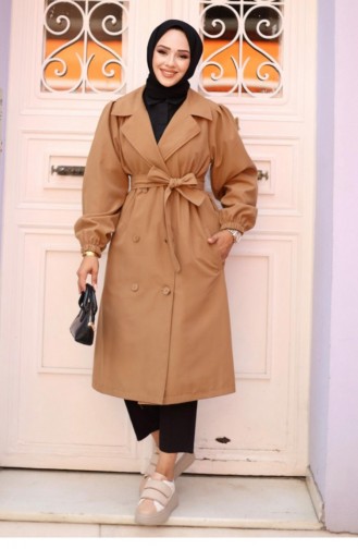 Schulterfalten-Trenchcoat Mit Detailliertem Detail Kamel 4429 530