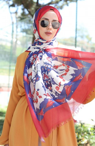 Ethnic Patterned Cotton Shawl 90174-05 Mercan Saks 90174-05