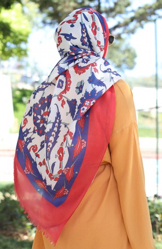 Ethnic Patterned Cotton Shawl 90174-05 Mercan Saks 90174-05