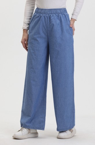 Beli Lastikli Kot Pantolon 2734A-01 Mavi