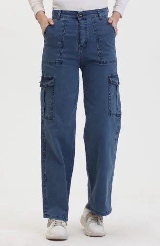 Pantalon Jeans Poche Cargo 2828-03 Bleu Jean 2828-03