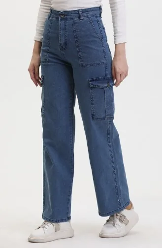 Pantalon Jeans Poche Cargo 2828-03 Bleu Jean 2828-03