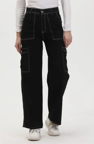 Kargo Cep Kot Pantolon 2828-06 Siyah Beyaz