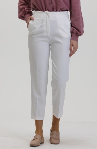Geknöpfte Hose Mit Schmalem Bein 8011-02 Weiß 8011-02