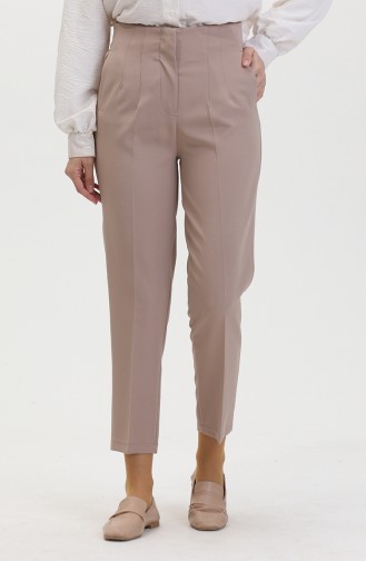 Düğmeli Dar Paça Pantolon 8011-05 Vizon