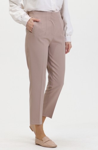 Düğmeli Dar Paça Pantolon 8011-05 Vizon
