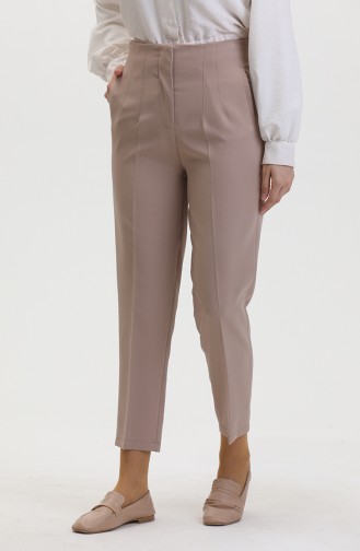 Düğmeli Dar Paça Pantolon 8011-05 Vizon