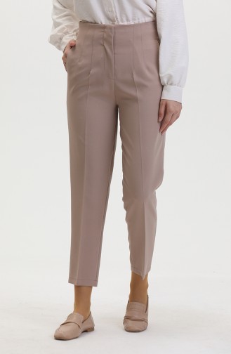 Düğmeli Dar Paça Pantolon 8011-05 Vizon