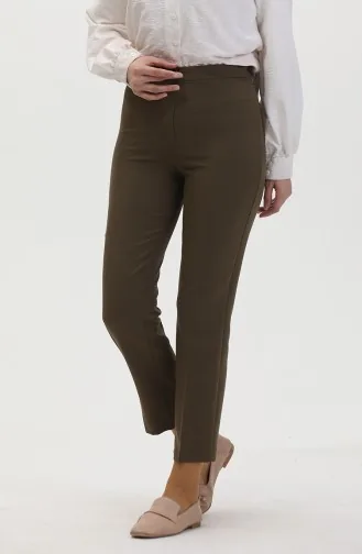Düğmeli Dar Paça Pantolon 8012-03 Haki