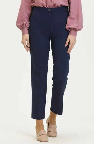 Düğmeli Dar Paça Pantolon 8012-05 Lacivert