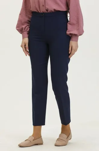 Düğmeli Dar Paça Pantolon 8012-05 Lacivert