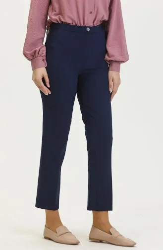 Düğmeli Dar Paça Pantolon 8012-05 Lacivert