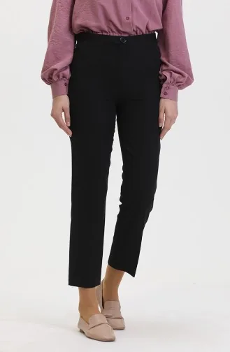 Düğmeli Dar Paça Pantolon 8012-06 Siyah