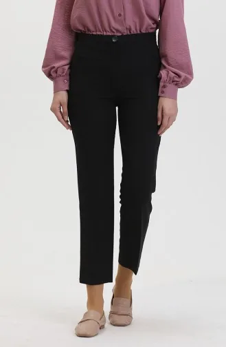 Düğmeli Dar Paça Pantolon 8012-06 Siyah