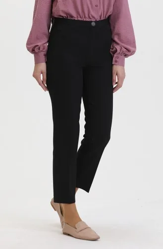 Düğmeli Dar Paça Pantolon 8012-06 Siyah
