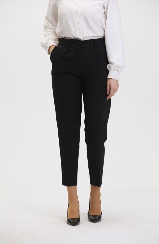 Buttoned Skinny Leg Trousers 8014-01 Black 8014-01