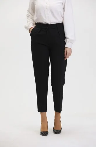 Buttoned Skinny Leg Trousers 8014-01 Black 8014-01