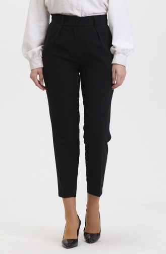 Buttoned Skinny Leg Trousers 8014-01 Black 8014-01
