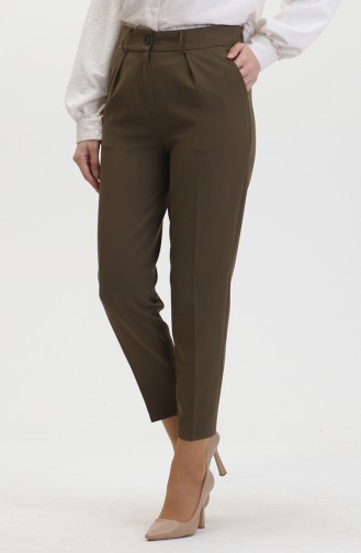 Düğmeli Dar Paça Pantolon 8014-02 Haki