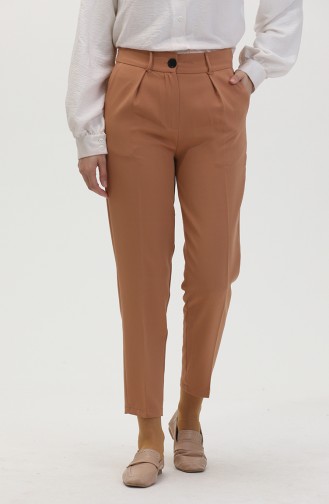Buttoned Skinny Leg Trousers 8014-06 Milky Coffee 8014-06