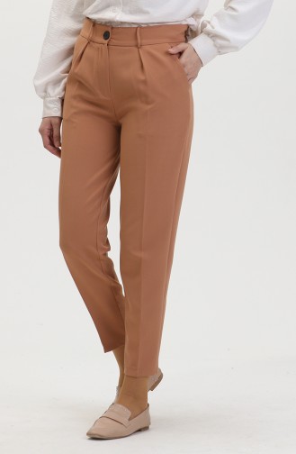 Buttoned Skinny Leg Trousers 8014-06 Milky Coffee 8014-06