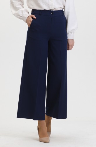 Pantalon Large Boutonné 8015-02 Bleu Marine 8015-02