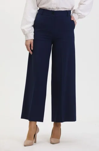 Pantalon Large Boutonné 8015-02 Bleu Marine 8015-02