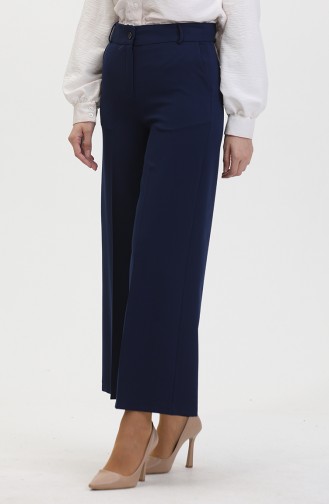 Pantalon Large Boutonné 8015-02 Bleu Marine 8015-02